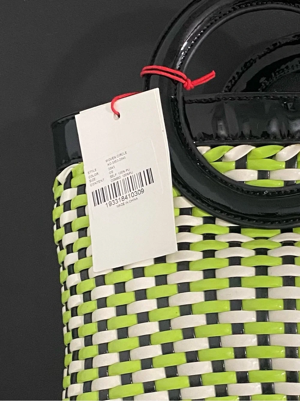 New SOLID & STRIPED REVOLVE Woven Black White Green Handbag Tote